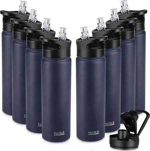 Vista 80 de HASLE OUTFITTERS Botella de agua aislada de 22 onzas, botella de agua de acero inoxidable de doble pared de boca ancha con tapa de popote y tapa
