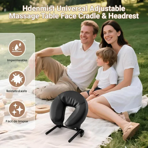 Vista 9 de Mesa de masaje ajustable universal para la cara y reposacabezas Negro