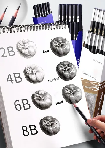 Vista 7 de Lápices de bocetos, pinturas artísticas, lápices de madera, lápices profesionales, 12 unidades (súper suaves)