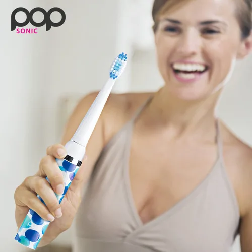 Vista 8 de Cepillo de dientes eléctrico Pop Sonic (burbuja azul) + paquete adicional – Cepillos de dientes de viaje con batería AAA Cepillos de dientes