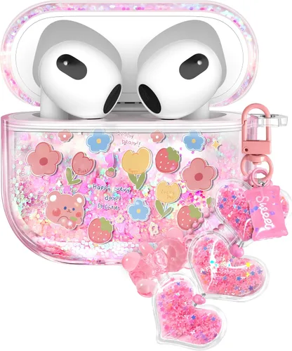 Vista 12 de para Airpods de 2ª/1ª Generación - Estuche Quicksand Liquid Kawaii Lindo Mujer Niña Mujeres Chispeante Brillante Bling Resplandor Adorable Elegante