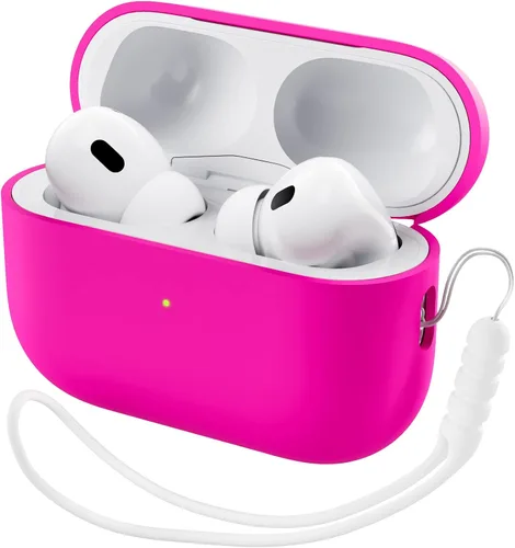Vista 25 de ORNARTO Funda compatible con AirPods Pro 2 2022, silicona híbrida protectora completa para AirPods Pro de 2ª generación, cubierta frontal LED
