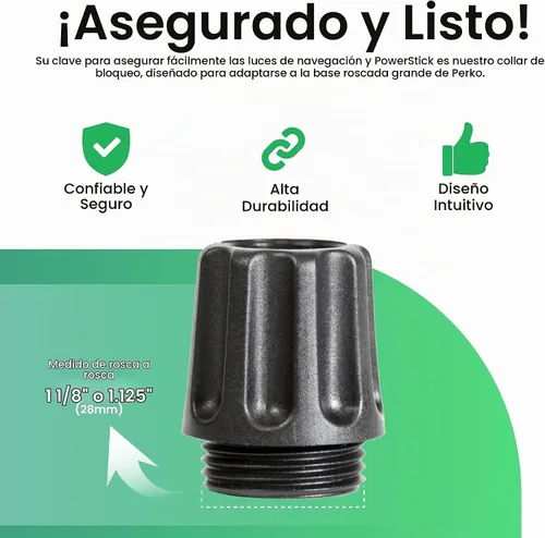 Vista 3 de YOLOtek Propiedad de Veteranos - PERKO - Base Roscada Luces de Navegación Seguras para Barco para Popa o Proa - Accesorios de Barco (Collar)