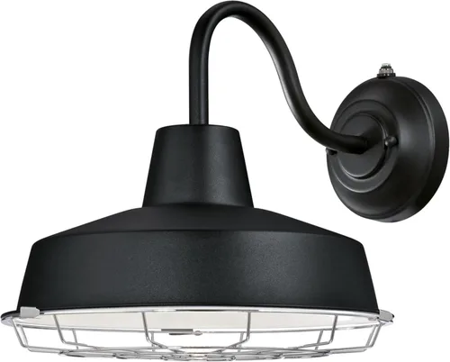 Vista 8 de Westinghouse 6204700 Academy - Accesorio de pared LED para exteriores, acabado negro texturizado con jaula cromada