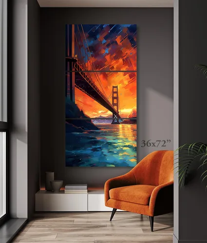 Vista 7 de Golden Gate Bridge San Francisco - American Landmark Painted Fine Art PRINT or CANVAS Wall Art - Home Decor in Multiple Sizes