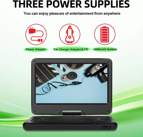 Vista 7 de Combo de reproductor de TV/DVD portátil de 16.5 pulgadas con pantalla giratoria HD de 14 pulgadas y sintonizador digital, entrada HDMI, batería
