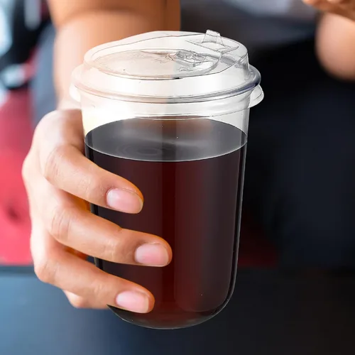 Vista 5 de Baderke 25 juegos de vasos desechables de plástico helado con tapas, transparentes, 16 onzas