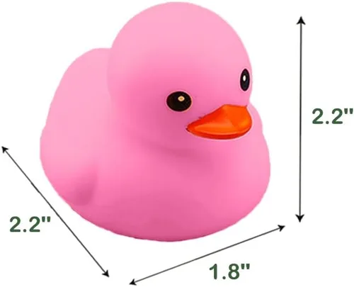 Vista 4 de 16 patos de goma rosa para niños, patos de goma chirriantes a granel, patos de goma para baby shower, decoración de patos de fiesta (2.2 pulgadas)