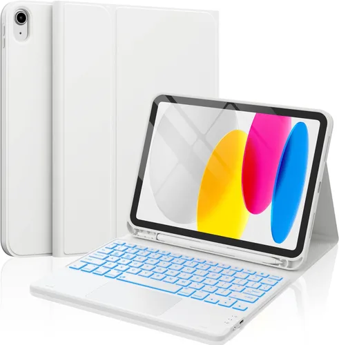 Vista 14 de CHESONA Funda compatible con iPad de 11ª (A16)/10ª generación con teclado Azul