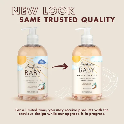 Vista 3 de SheaMoisture - Lavado y champú para bebé 100% aceite de coco virgen con aceite de coco, 13 onzas