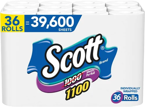 Vista 15 de Scott 1000 hojas por rollo, 8 rollos de papel higiénico, papel de baño