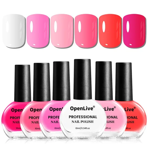 Vista 9 de OpenLive Juego de 12 esmaltes de uñas con combinación de 10 colores, 2 capas base y superior, esmalte de uñas de secado rápido de larga duración