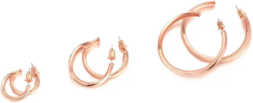 Vista 9 de PAVOI Aretes de aro chapados en oro de 14 quilates para mujer, aretes de aro de oro infinito de 0.079 pulgadas de grosor, aretes de bucle chapados