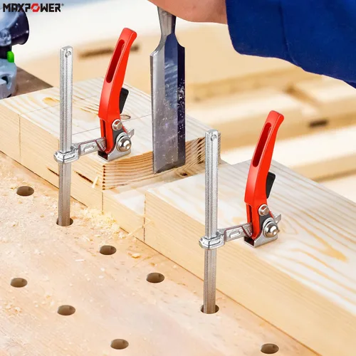 Vista 8 de MAXPOWER Abrazadera de mesa de trinquete, abrazadera de liberación rápida para MFT y sistema de riel guía, abrazadera de barra con capacidad de 7