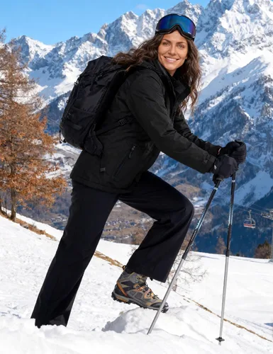 Vista 3 de Skieer - Chaqueta de esquí impermeable para mujer, abrigo cálido de invierno con forro polar para snowboard Negro