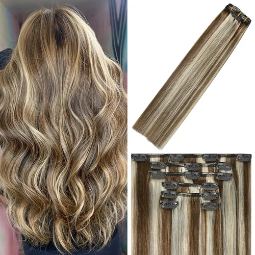 Vista 31 de WindTouch - Extensiones de cabello humano liso con pinzas, color negro azabache, 2.47 onzas, N.° 1, 12 pulgadas, 7