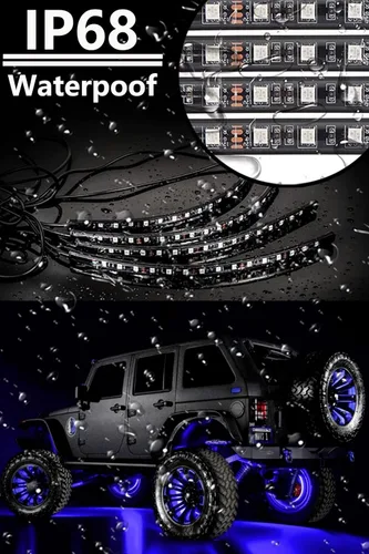 Vista 7 de Luces interiores de automóvil RGB Muto-Beam 4 tiras de luz LED multicolor para automóvil con control de aplicación, luces RGB con modo de bricolaje