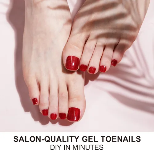 Vista 3 de DANNI & TONI Tiras de gel semicuradas para uñas de los pies, color burdeos (Garnet Gaze) Ojo de Gato, Calcomanías de uñas de gel Pedi Wraps 37