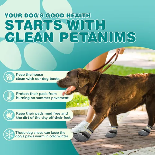 Vista 3 de Petanims Zapatos para Perros para Perros Pequeños, Botas para Perros Medianos y Protectores de Patas para Nieve de Invierno, Botines Impermeables