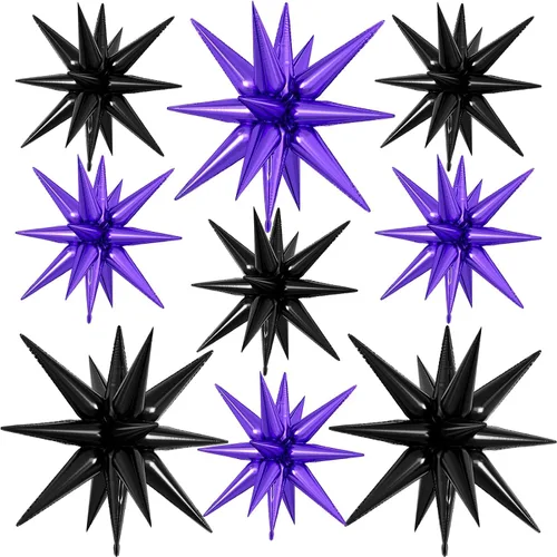 Vista 17 de 9 piezas de globos de estrella beige, grandes globos de papel de aluminio en forma de estrella en explosión, globos de Mylar en punta color crema