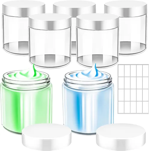 Vista 22 de Paquete de 15 tarros de plástico redondos transparentes de 1 onza con tapas, frascos pequeños para cosméticos de 1 fl oz, recipientes de maquillaje