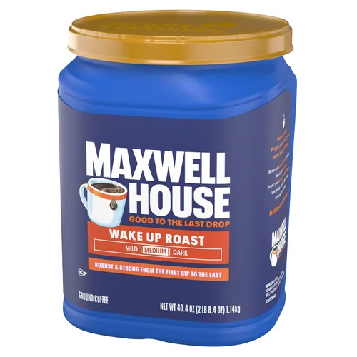Vista 5 de Maxwell House Café molido, Kosher, 1 recipiente, para recogidas por las mañanas y por la tarde, tostado despierto, tostado medio, 40.4 onzas