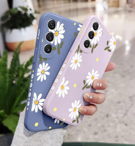 Vista 5 de Funda para Galaxy Note 10 Plus, diseño de margaritas, protección de lente de cámara, a prueba de golpes, TPU parachoques de silicona líquida, fundas