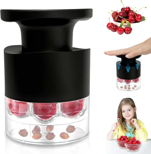 Vista 11 de Cherry Pitter - Herramienta de descorazonador de aceitunas y cerezas de alta resistencia con diseño de bloqueo que ahorra espacio, herramienta