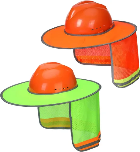 Vista 26 de Casco Industrial UNCO con Protector Solar, Verde, Visera Completa y Estándar de Malla, Alta Visibilidad Reflectante, Accesorio para Casco Duro