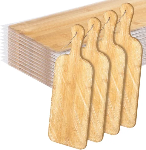Vista 16 de Patelai Juego de 12 Tablas de Cortar de Madera con Asas, Tabla de Cortar Grande para Servir en la Cocina, Tabla de Cortar Lisa, Regalos a Granel