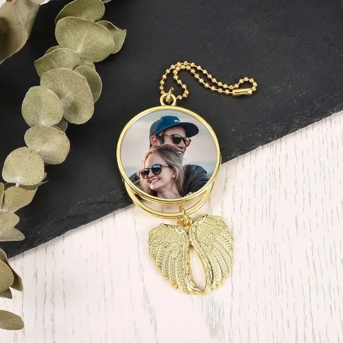 Vista 2 de Personalized Master Adornos de fotos personalizados para colgar en el automóvil, adorno de doble cara para grabado de imagen para accesorios