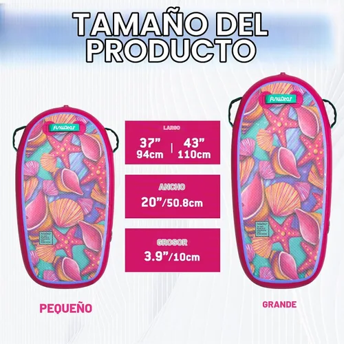 Vista 2 de FunWater Body Board - Tabla de cuerpo de playa - Tablero de PVC ultraligero para playa y piscina, con correas de muñeca envolventes, plegable
