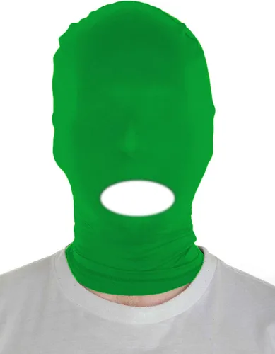 Vista 23 de Sheface Máscara con capucha de boca abierta de elastano para hombre y mujer, disfraz de cosplay de Halloween Negro