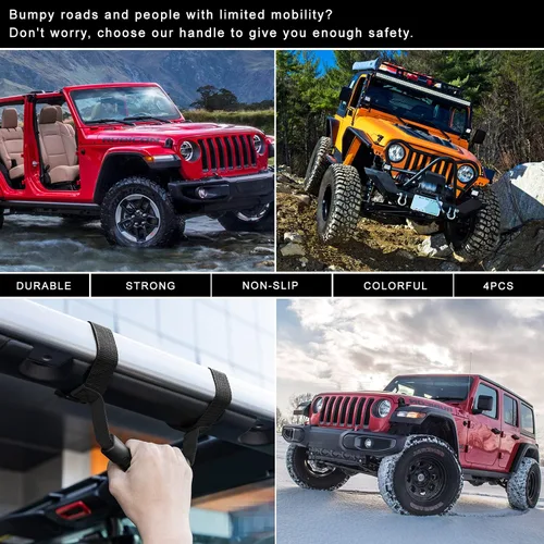 Vista 4 de 4 asas de agarre de barra antivuelco para Jeep Wrangler YJ TJ JK JKU JL JLU Sports Sahara Freedom Rubicon X & Unlimited 1995 - 2020