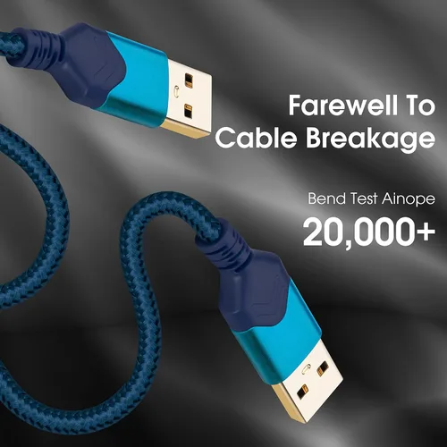 Vista 3 de Cable USB 3.0 macho a macho, USB A a USB, cable de datos de alta velocidad compatible con unidad de disco duro/enfriador de Negro