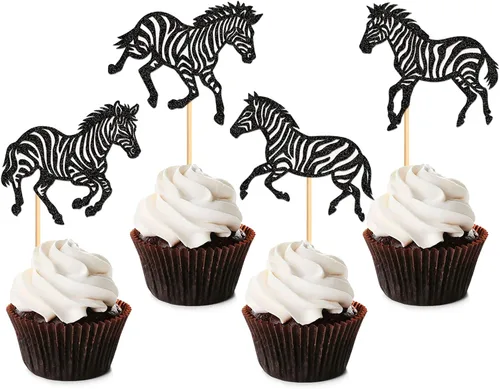 Vista 11 de Ercadio Paquete de 25 adornos para magdalenas de gatos, palillos para tartas de gatos negros, selecciones de cupcakes de animales, decoraciones