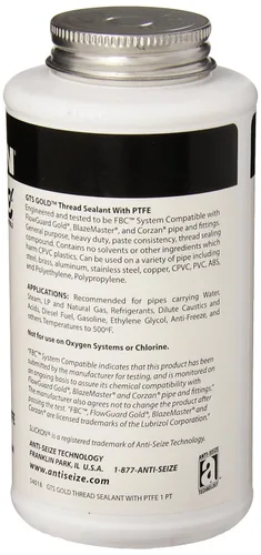 Vista 2 de Anti-Seize Sellador de rosca con PTFE, amarillo, 16 oz. (54018)