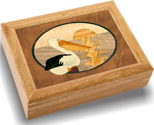 Vista 11 de Joyero de madera de garza - Almacenamiento para anillos, aretes