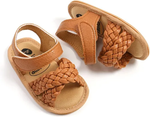 Vista 6 de SOFMUO Sandalias brillantes con lazo para bebés, niñas y niños, suela de goma antideslizante y suave de primera calidad, zapatos de verano