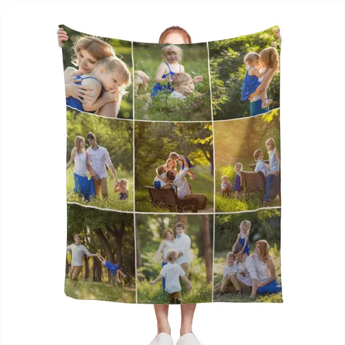 Vista 11 de Mantas personalizadas con fotos, manta personalizada de collage de fotos, manta personalizada para parejas, con mis propias fotos, regalos de Foto 1