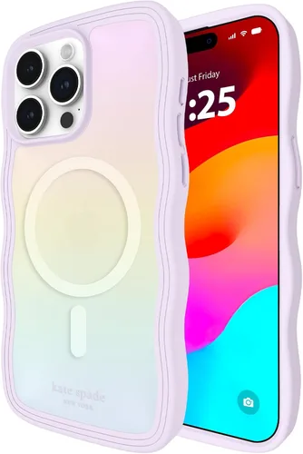 Vista 18 de Kate Spade New York Funda para iPhone 15 Pro Max, compatible con la funda MagSafe para teléfono, purpurina gruesa iridiscente