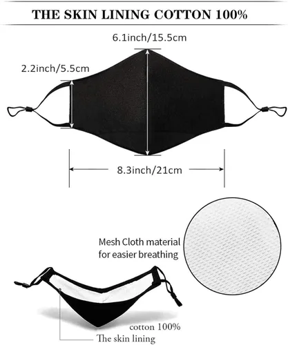 Vista 5 de Paquete de 6 unidades tela de algodón unisex con correas ajustables para las orejas filtros de reemplazo