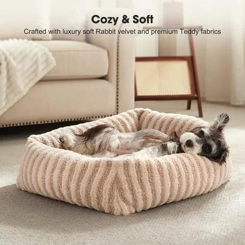 Vista 3 de MIXJOY Cama para Perros de Tamaño Mediano y Pequeño, Cama Lavable para Perros Medianos con Funda Extraíble, Cama Rectangular para Perros de Felpa