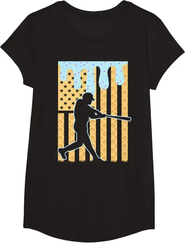 Vista 3 de Camiseta de béisbol Drip Boys Dripping Ice Cream Baseball American Flag, Negro -, Pequeña