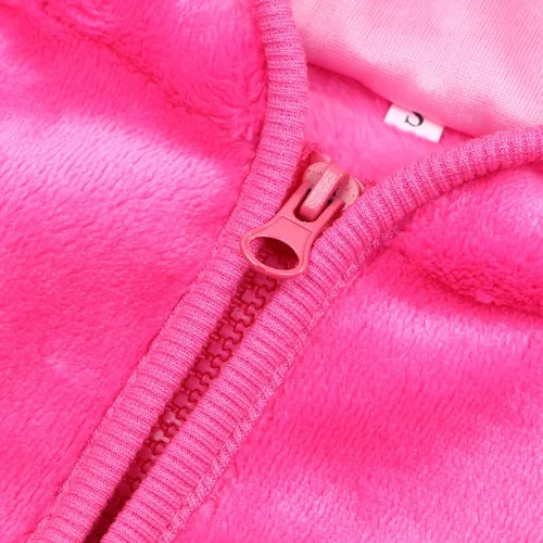 Vista 6 de Noubeau Gorro de forro polar con capucha y cremallera para bebés, niños y niñas, abrigo cálido para otoño e invierno