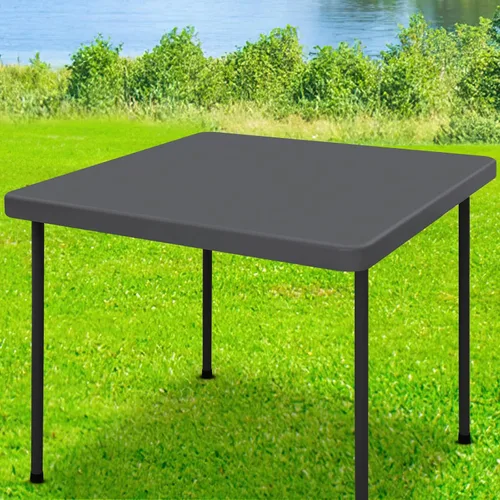 Vista 44 de Moosfor Mantel rectangular de elastano de 4 pies, manteles elásticos ajustables para pícnic, funda elástica y lavable para mesa de patio para Azul