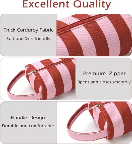 Vista 3 de RSRSLEII Bolsa de viaje a rayas para herramientas para el cabello 06 Rojo y Rosa