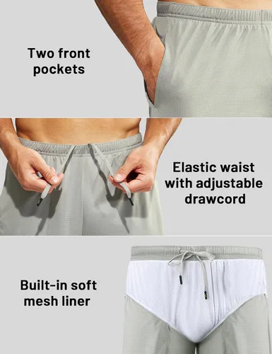 Vista 3 de MIER Men's 3''5'' Athletic Running Shorts with Liner Quick Dry Active Lightweight Gym Sports Workout Shorts for Men
