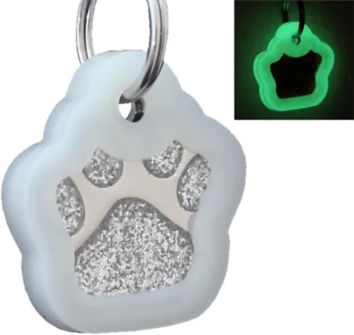 Vista 5 de Etiquetas de identificación de mascotas de acero inoxidable grabadas con láser, personalizadas para perros y gatos, etiqueta redonda de hueso