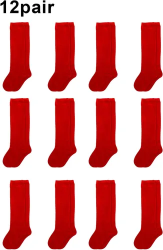 Vista 2 de Paquete de 12 calcetines hasta la rodilla para uniforme escolar para niñas